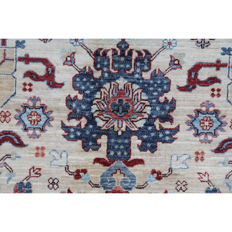 Tapis unique ivoire / bleu / rouge 8 pi 10 po x 12 pi 2 po