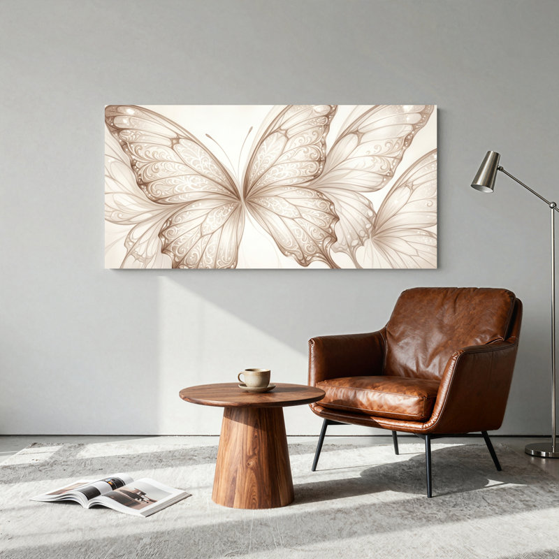 Ensemble de 1 tableau sur toile Ailes de papillon, L 40 po x H 20 po, Toile tendue