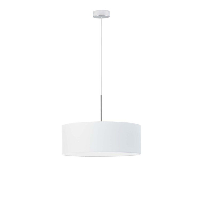 Aubryn 3 - Light Drum Pendant, White, Chrome, 120cm H x 40cm W x 40cm D