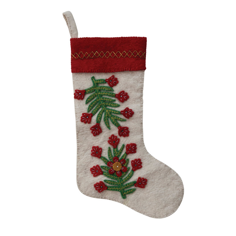 Artisan Wool Felt Botanical Stocking