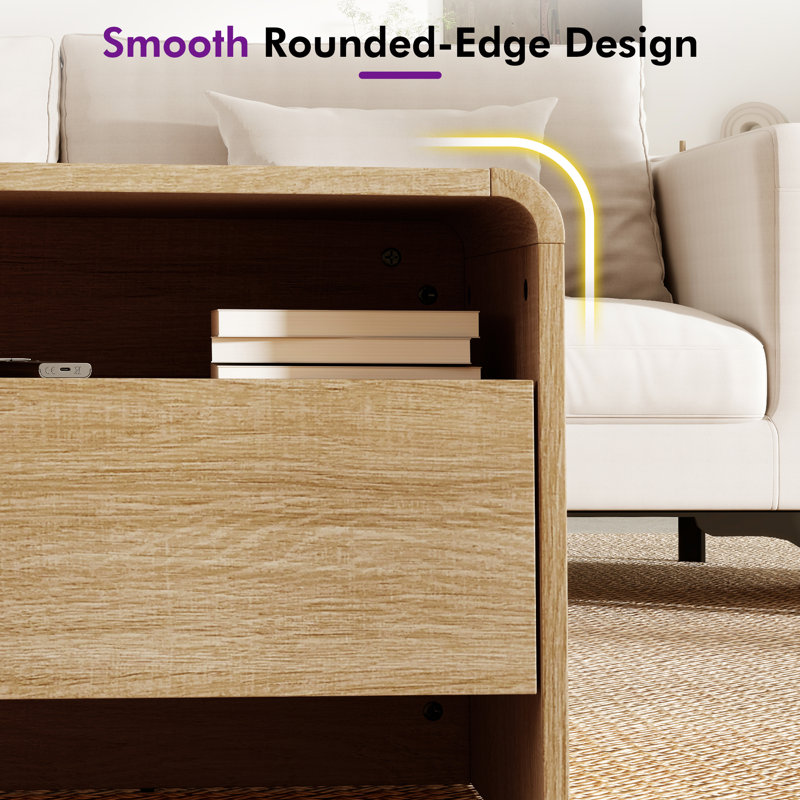 Dulane Modern 3-Piece Coffee Table Set, Ample Storage & Curved Design, Natural, Natural