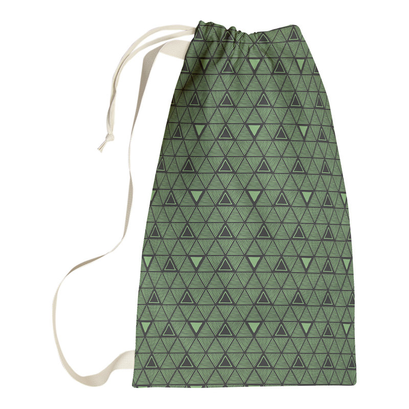 Sac à linge triangles dessinés à la main, H 29 po x l 18 po x P 1,5 po, Vert/noir