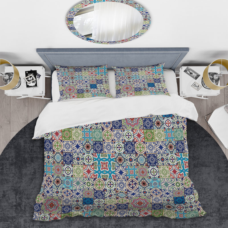 Multicolor Ethnic Patchwork - Abstract Duvet Cover Set - Microfiber Polyester, Twin Duvet Cover + 1 Standard Sham