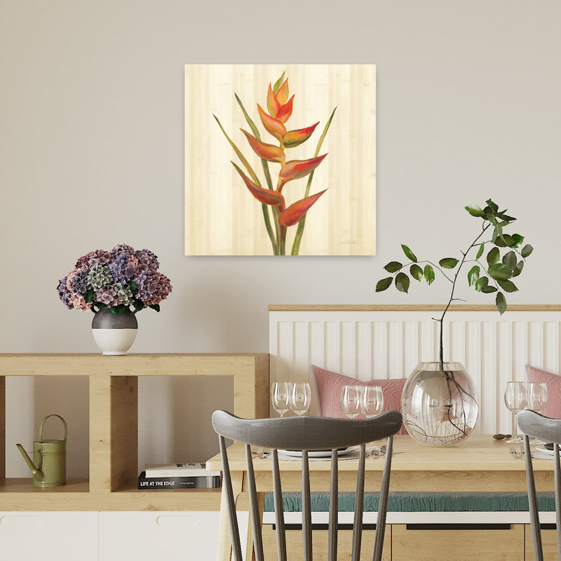 Jardin tropical I, art floral abstrait, H 18 po x l 18 po