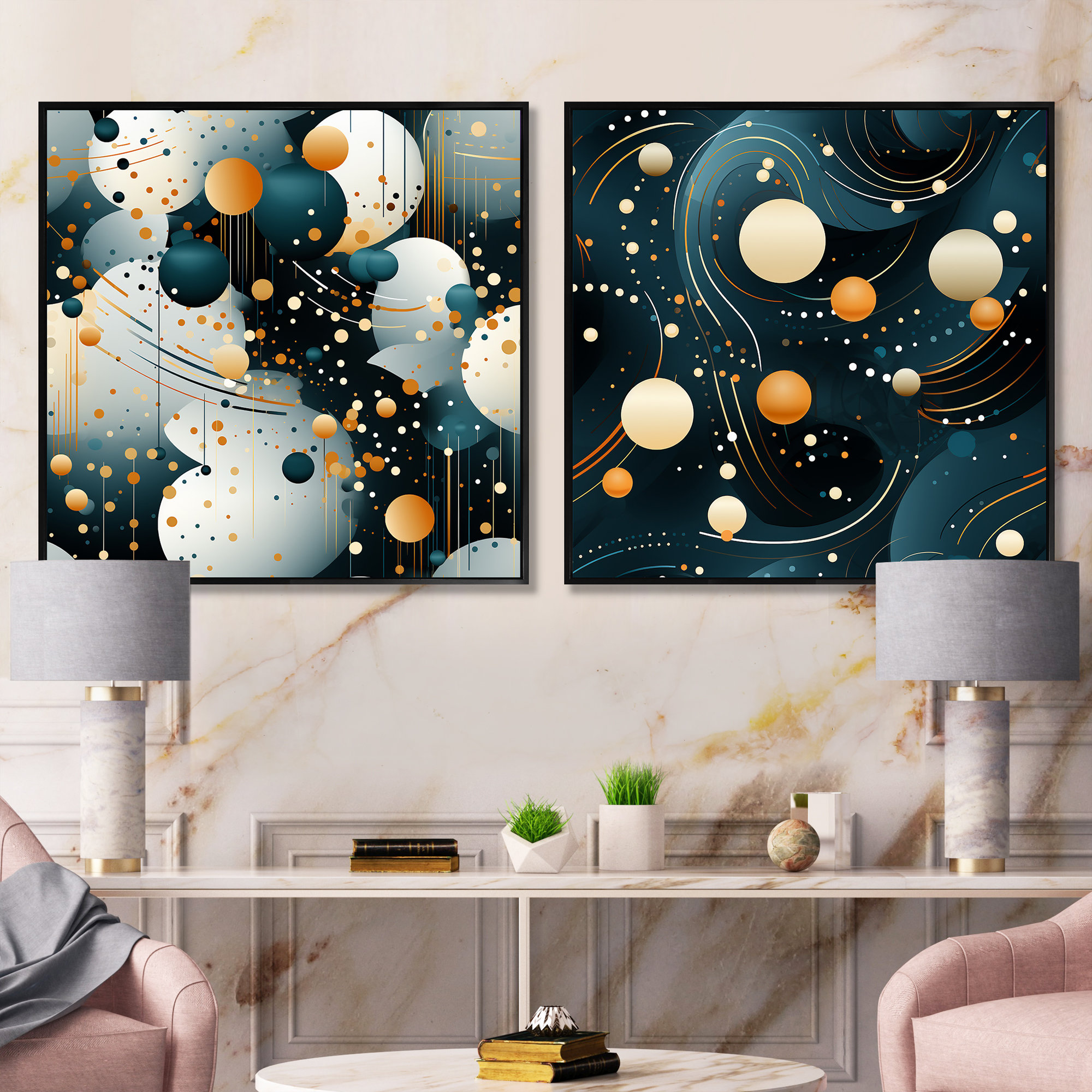 Design Art Art Deco Glamour Polka Dots Pattern - Abstract Shapes Square ...