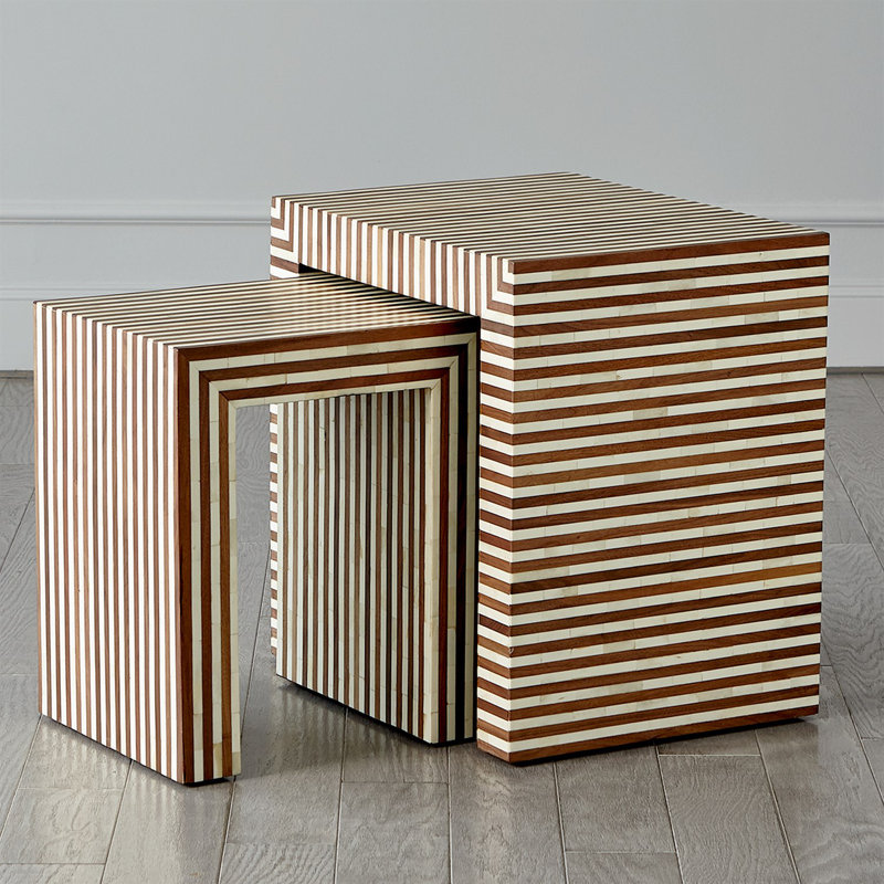Sienna Nesting End Table-Walnut/Bone-Lg