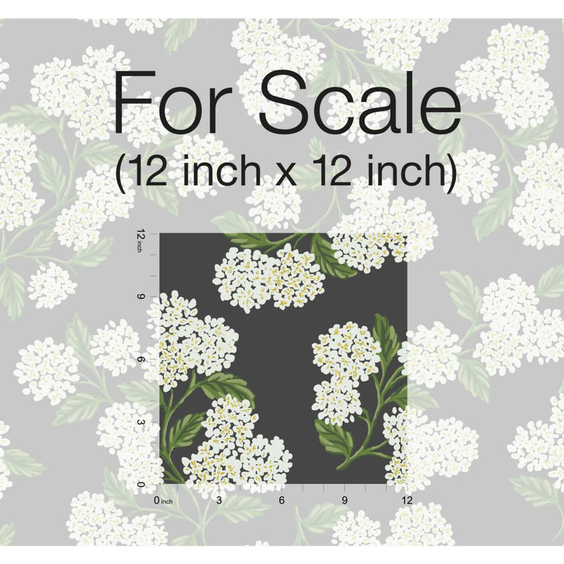 Papier peint 27 'x 27 "Hydrangea, Noir/blanc