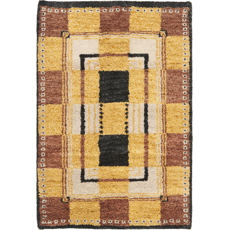 Selaro Hand Tufted Wool Pile Geometric Rug, Rectangle 4' x 6'