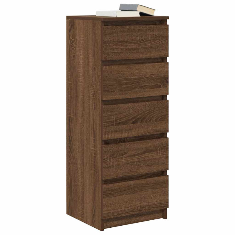 Sideboard With Drawers 37.5X35x99 Cm Engineered Wood, Brown Oak