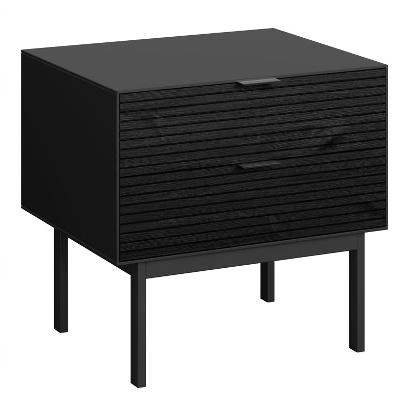 Maden 54.3cm W Manufactured Wood Bedside Table, Black