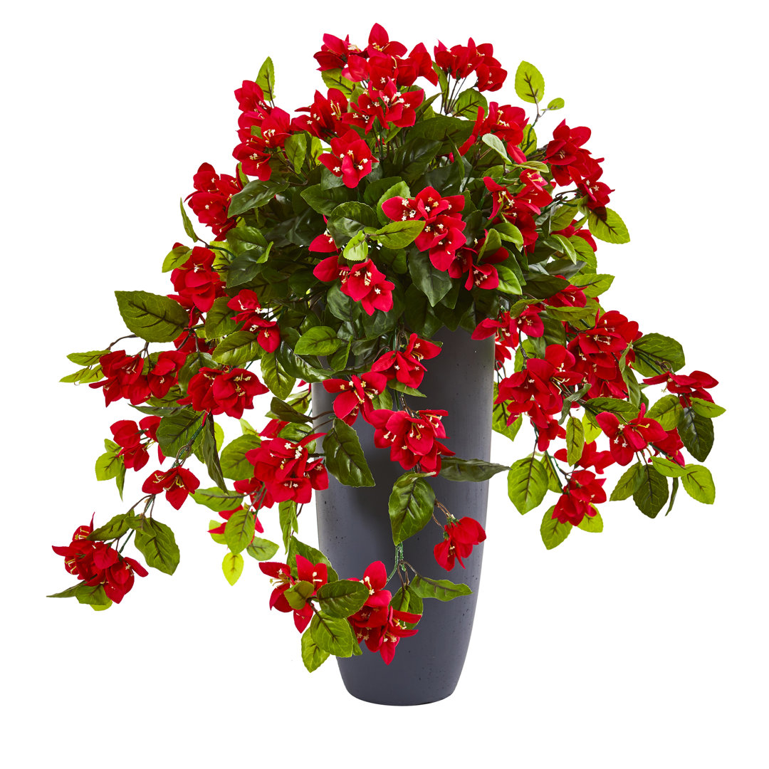 26in. Bougainvillea Artificial Plant in Planter UV Resistant (Indoor/Outdoor) Charlton Home®