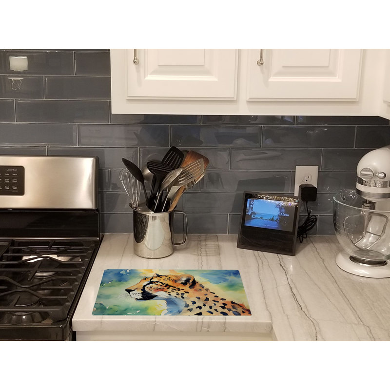 Cheetah Glass Cutting Board Large