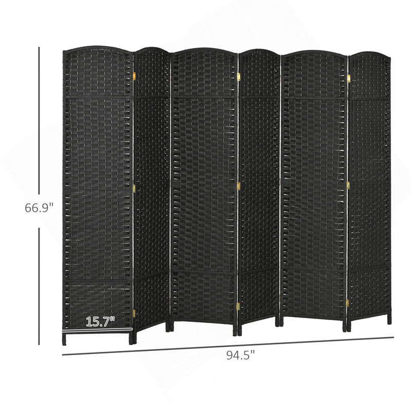 Paravent HOMcom, paravent pliant 6 panneaux, cloison autoportante de 5,6 pi de hauteur pour bureau à domicile, chambre à coucher, noir