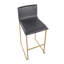 Tabouret de bar contemporain en acier doré et similicuir gris - ensemble de 2