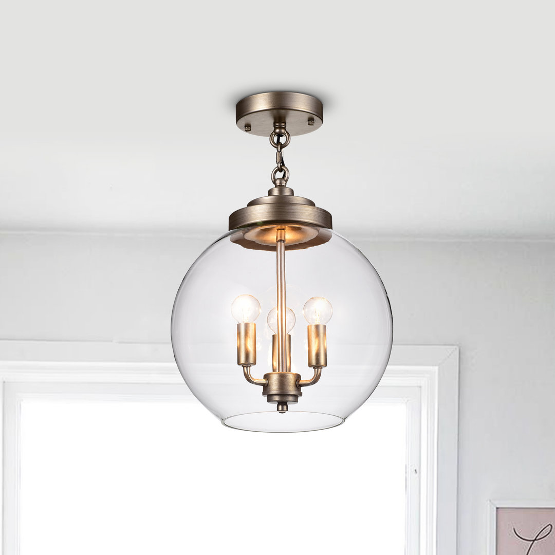 Brason 3 - Light 11.8" Champagne Simple Globe Semi Flush Mount Wade Logan®