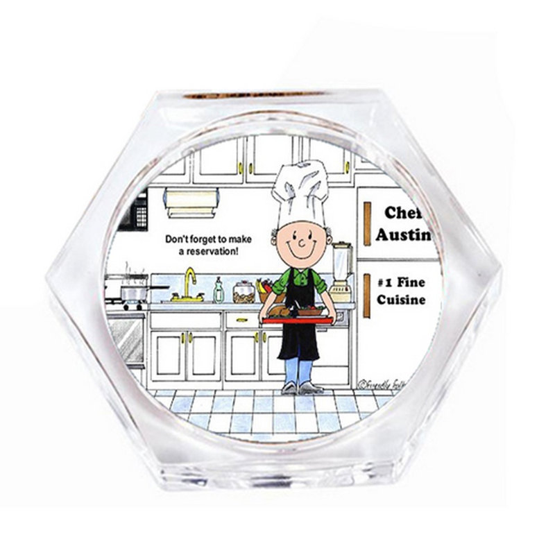 Ensemble de 4 sous-verres personnalisables Chef avec chapeau - Sous-verres pour homme, Oui