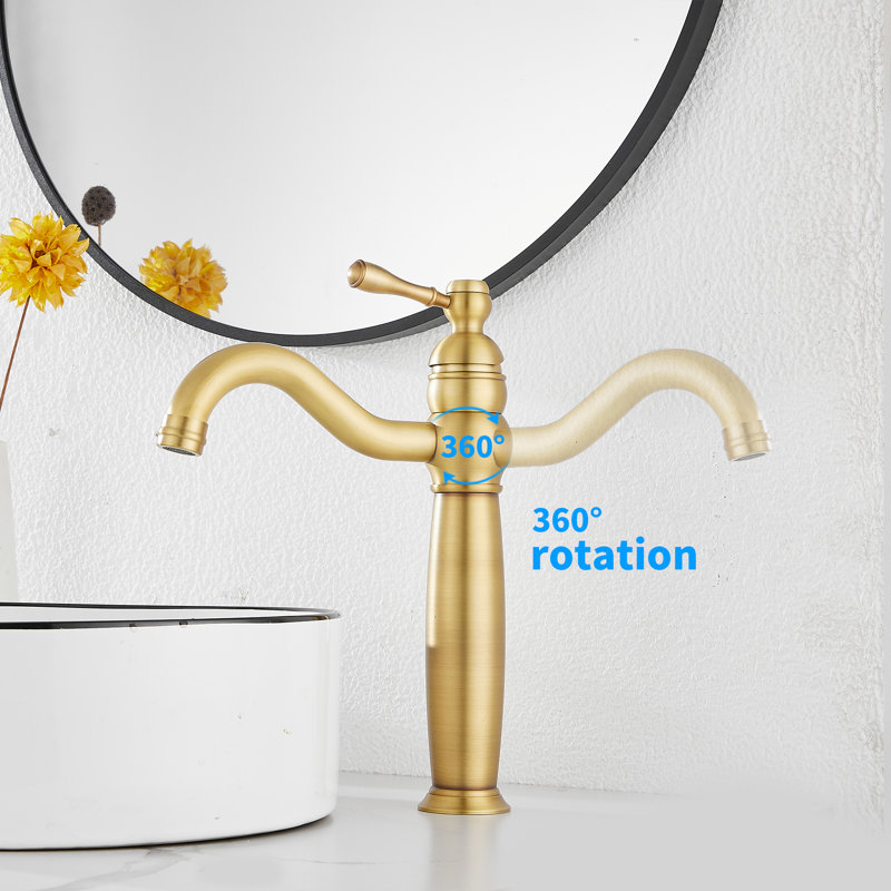 Single-handle Bathroom Faucet with Drain Assembly, Antique Brass