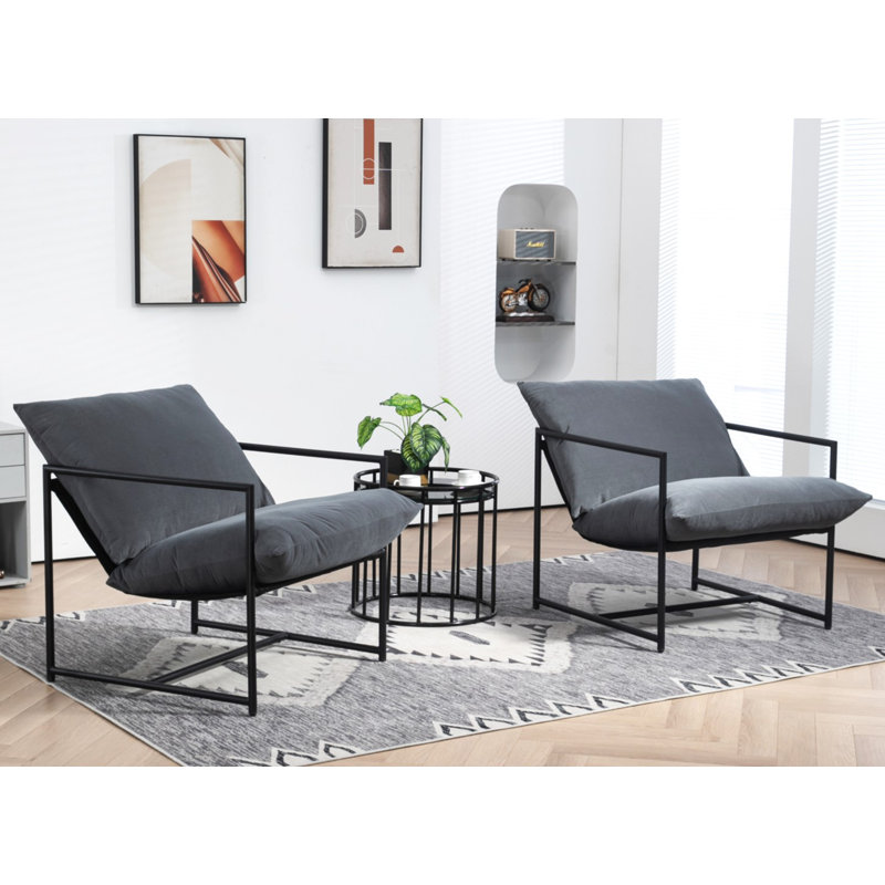Fauteuil large en velours 32,6 po Daut, Velours gris