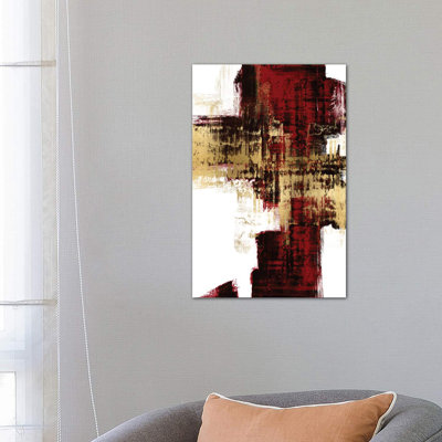 Kinetic Gold On Red I by Alex Wise - Wrapped Canvas Print