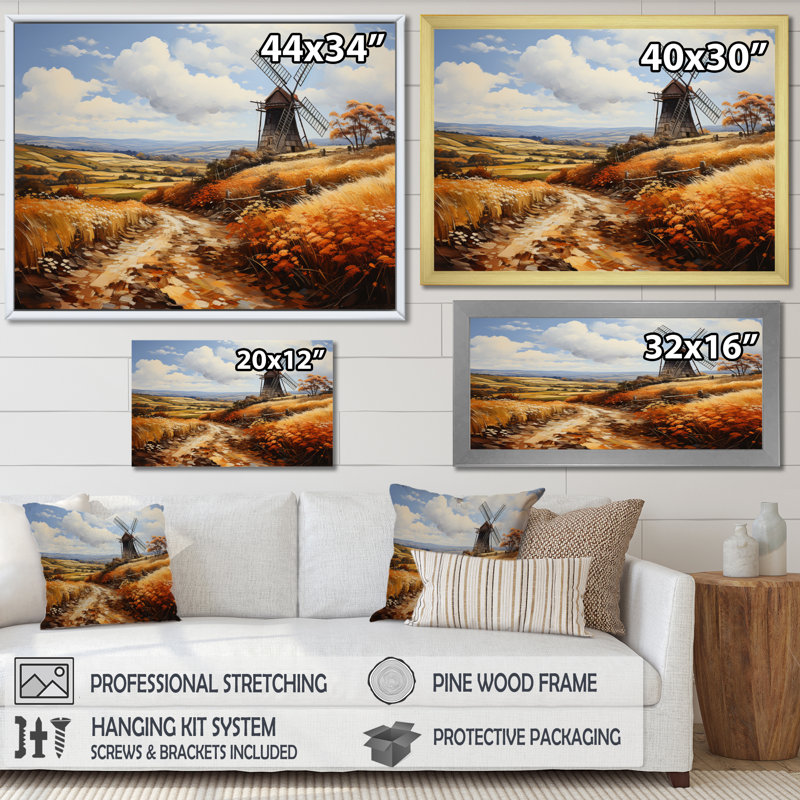 «Countryside The Old Windmill I», reproduction sur toile, H 16 po x l 32 po x P 1 po, Toile tendue