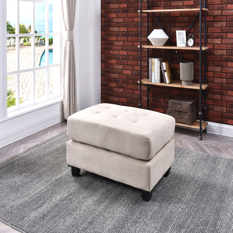 Repose-pieds rembourré en tissu de style contemporain, Microfibre / microsuède - bleu marine