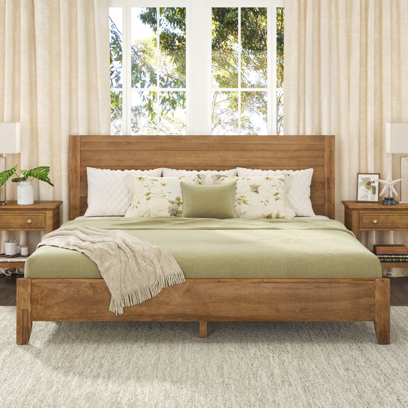 Dajon Solid Wood Platform Bed, King, Dark Wood