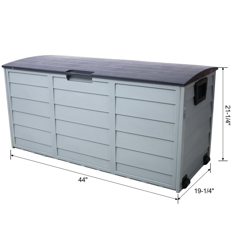 Coffre de terrasse protégé pour espaces extérieurs - capacité de 75 gallons avec roulettes, meubles de jardin en résine, outils, rangement spacieux