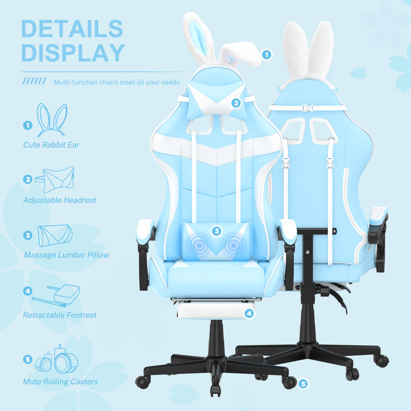 Fauteuil de jeu ergonomique pour adultes Soontrans, Bleu clair