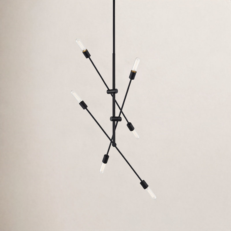 Leto 6-Light Chandelier, Noir minuit, H 46 po x l 40 po x P 40 po