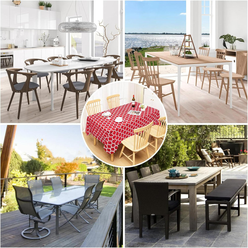Rectangle Table Cloth, Waterproof Vinyl Tablecloth With Flannel Backing For Rectangle Tables, Wipeable Spillproof Plastic Tablecloths For Dining, Camping, Indoor And Outdoor (60" X 84", Red)