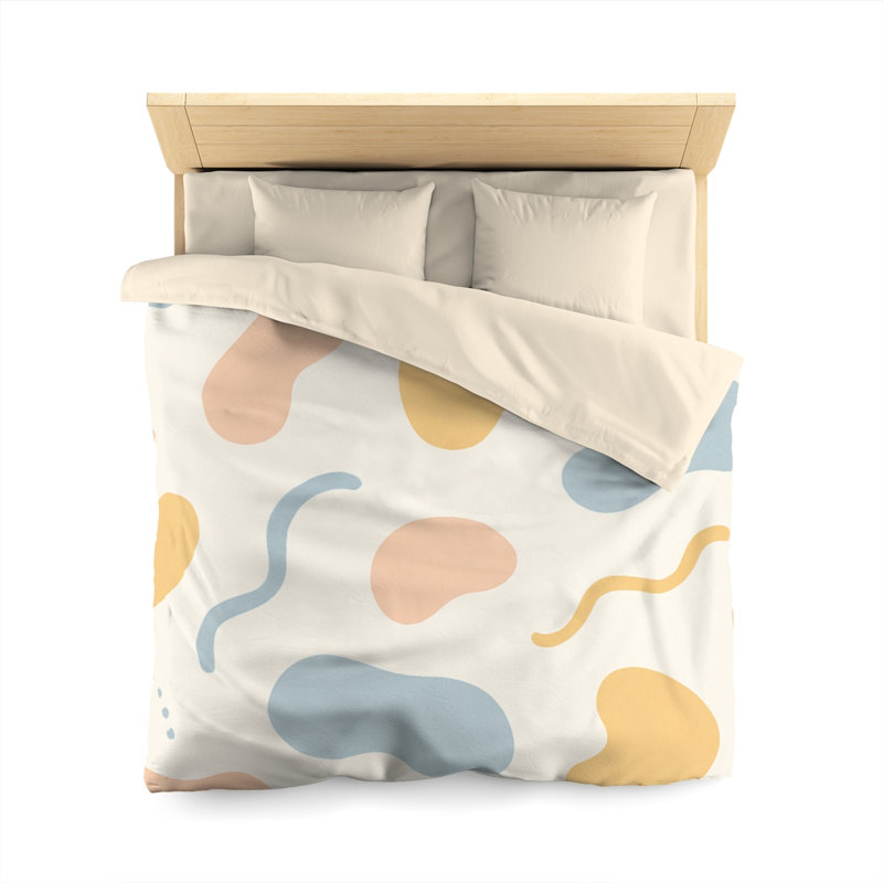Microfiber Duvet Cover Boho Style, Design 88, Queen Duvet Cover, White