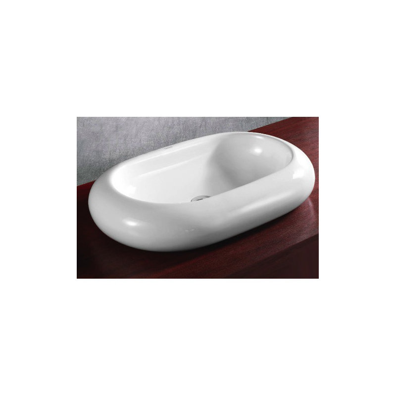 Caracalla Ceramica 16.54'' Glossy White Ceramic Oval Bathroom Sink