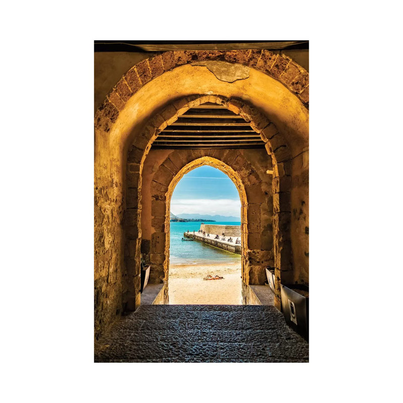 Cafalu Sicily - Archway To Beach by Susan Schmitz - Print on Canvas, Wrapped Canvas, 30.48 cm H x 45.72 cm W