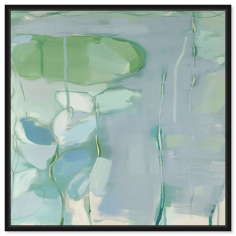 «Lilly Pad Abstract II» par Coastal Art, H 13 po x l 13 po, Cadre noir
