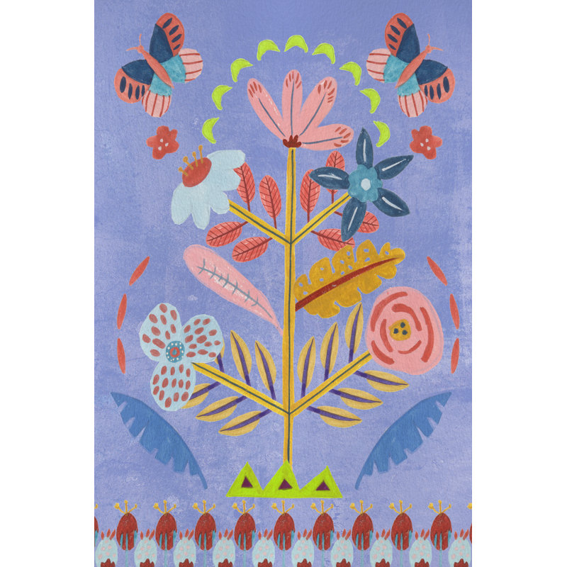 Embroidered Garden II - Wrapped Canvas Painting, 122cm H x 81cm W, Black Floater Framed
