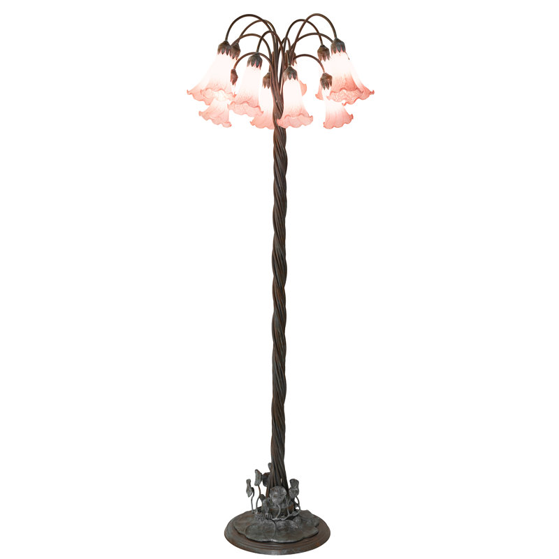 Lampe sur pied à lys rose 61 po 61 "Tiffany Pond, Rose