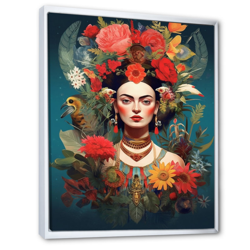 «Floral Goddess I», reproduction d'art sur toile, H 32 po x l 24 po x P 1 po, Cadre flottant blanc