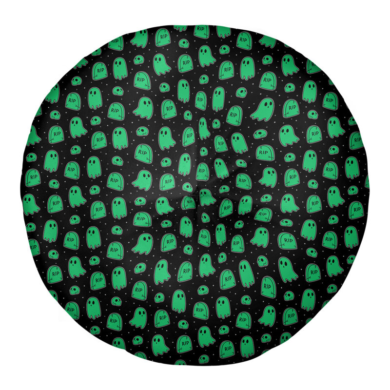 Coussin de sol rond Katelyn Elizabeth, 30 po x 30 po, Noir / Vert