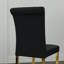 Ensemble de 8 chaises de salle à manger en cuir noir avec pieds dorés en miroir