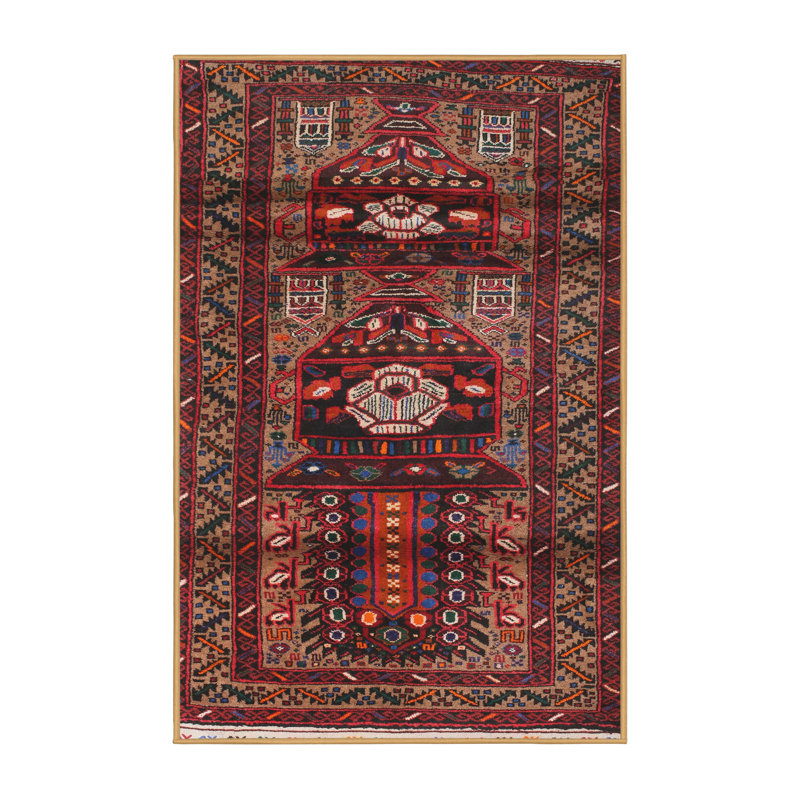 Rouge sud-ouest Tapis décoratif, Rectangle 7 pi x 9 pi