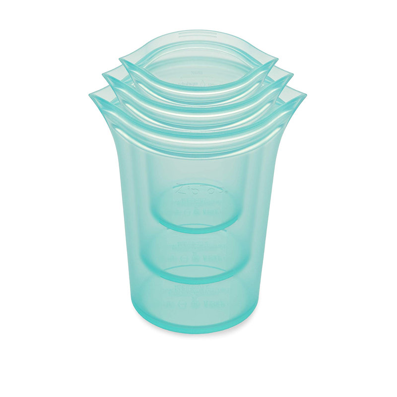 Zip Top Reusable Food Storage Bags | 3 Cup Set [Teal] | Microwave, Dishwasher and Freezer Safe, Teal