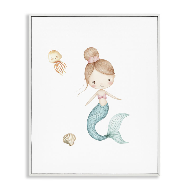 Douce sirène et méduse, estampe numérique, design par Christine Simpson Art, H 30 po x l 24 po