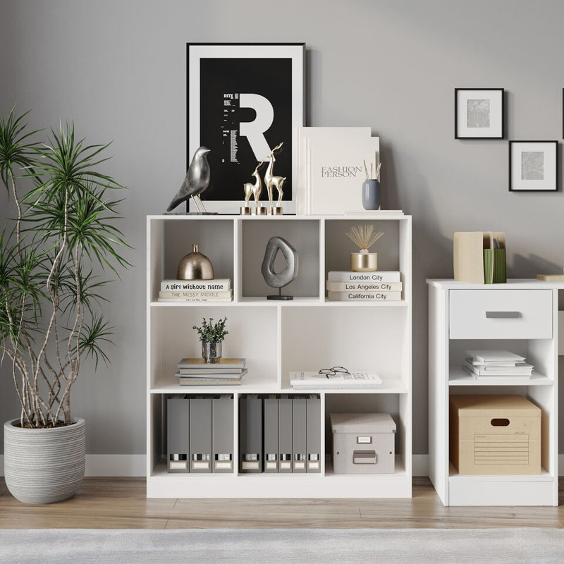 Sriyah 95 cm H x 89 cm W Solid Wood Bookcase, White