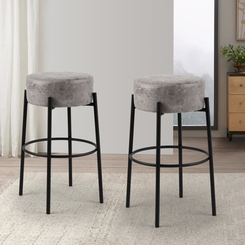 Tabouret Kennley, Gris, Tabouret de bar (siège d'une hauteur de 29,75 po)