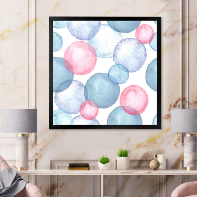«Blue and Pink Bubbles», art mural sur toile imprimé géométrique