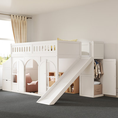 Lit mezzanine avec glissade et escalier de rangement Castlewood