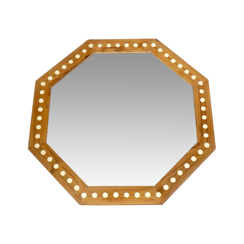 Octagonal Wooden Bone Inlaid Mirror
