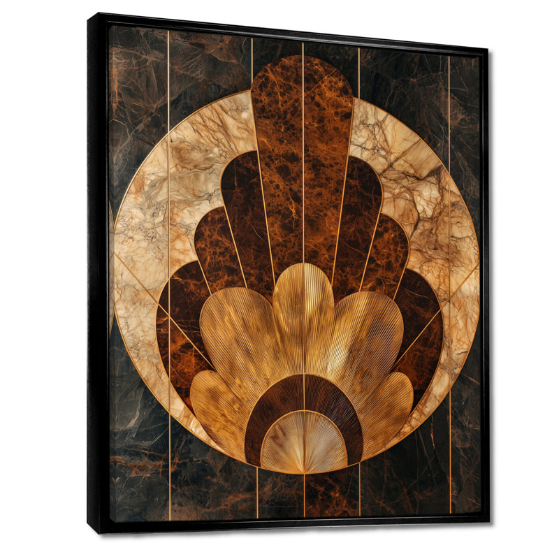 Griffith Mosaic Walnut Essential Forms III - impression sur toile encadrée moderne, Noir, Reproduction avec cadre flottant