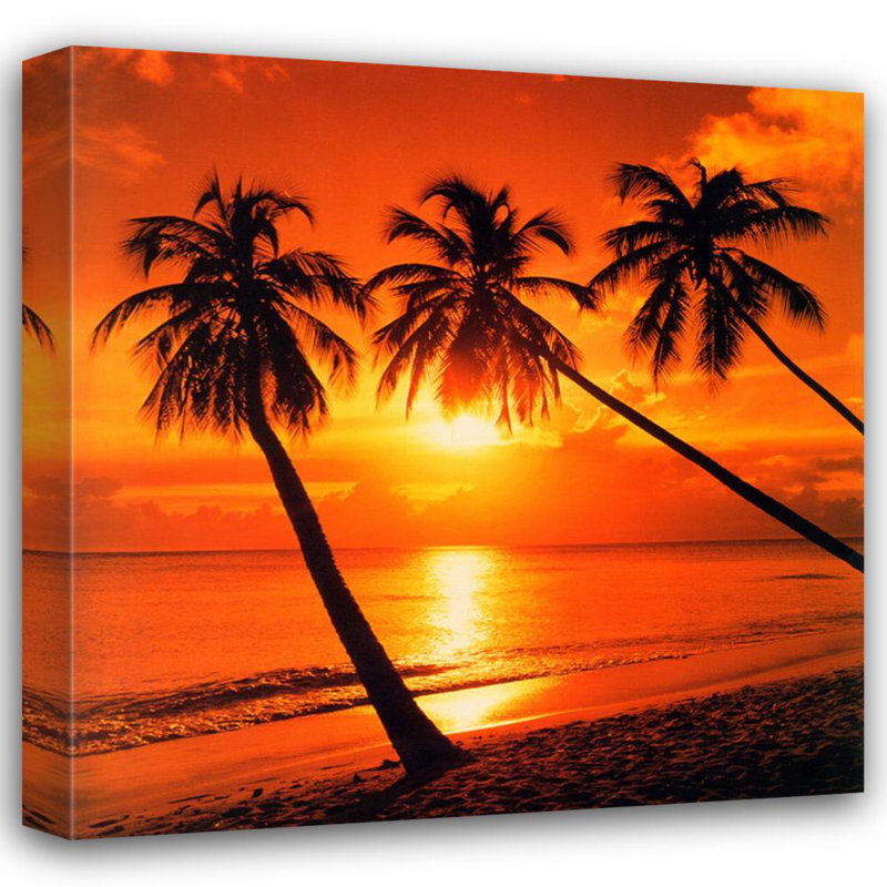 Coucher de soleil tropical, H 36 po x l 36 po