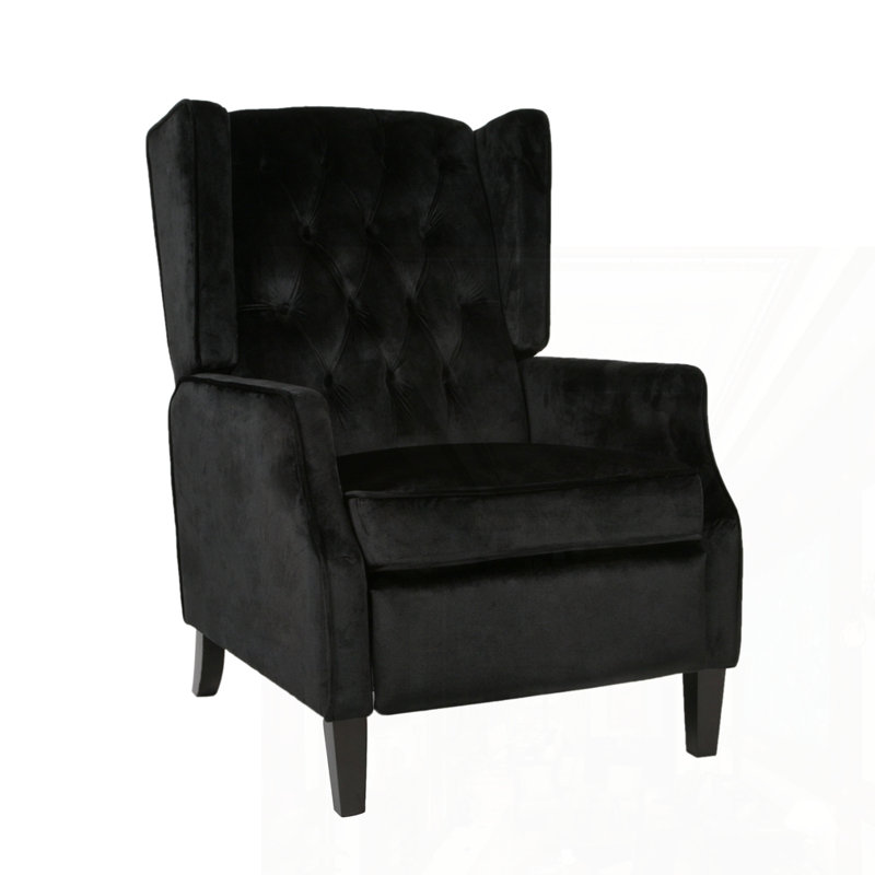 Fabric Armchair Push Back Recliner, Black